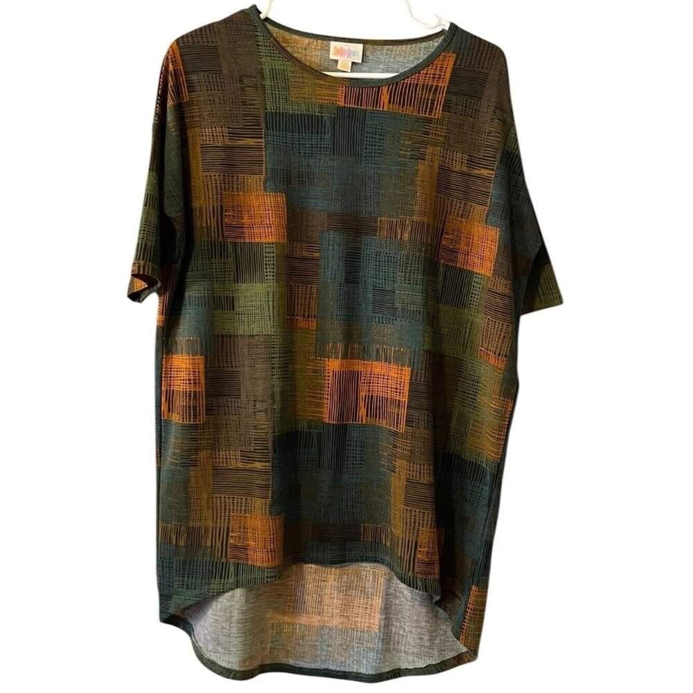 LuLaRoe Green Color‎ Block Shirt Size XXS Preppy Colorful Retro Comfort Modern